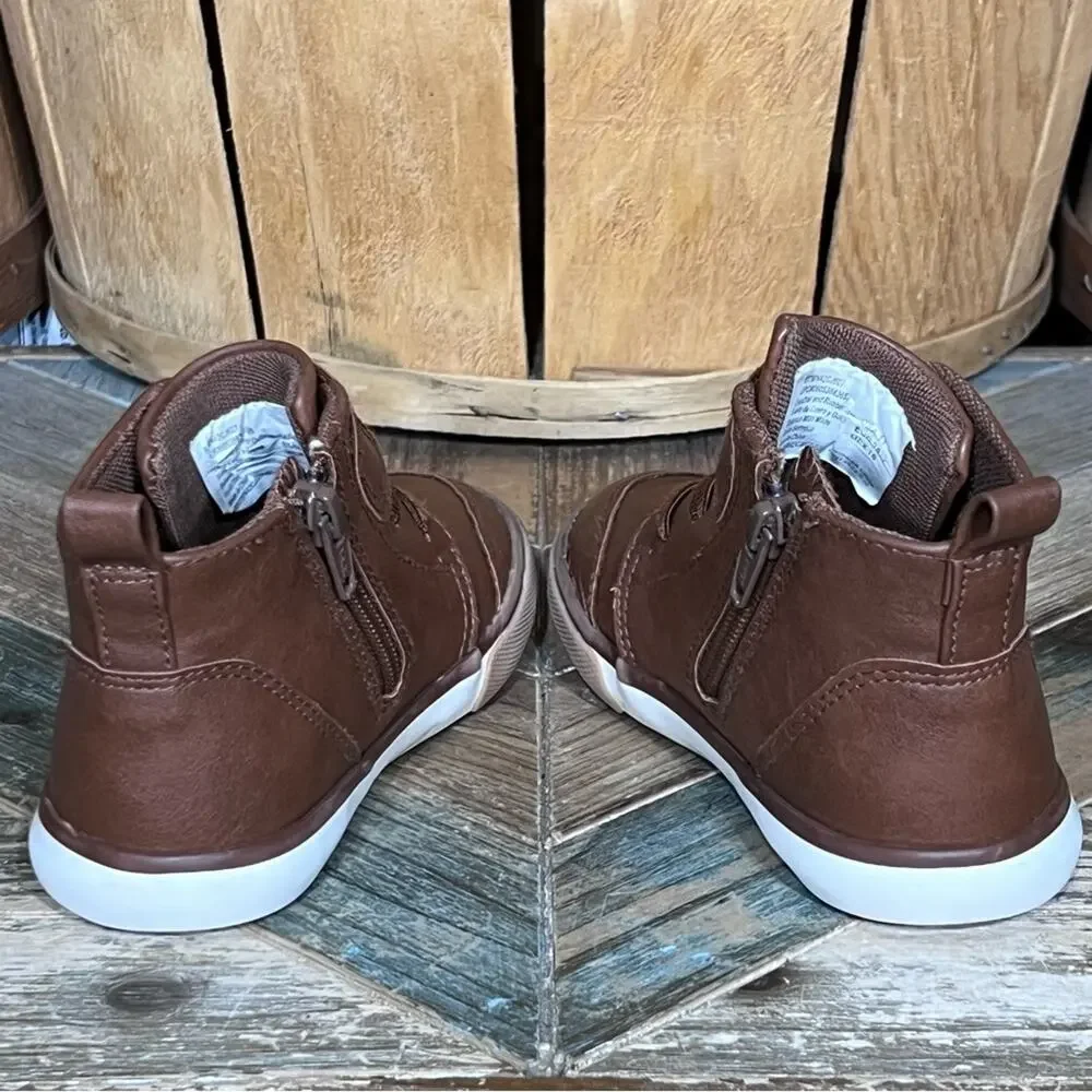 Wonder Nation High-Top Leather Hook-and-Loop Ankle Sneaker Boots Toddler Size 11